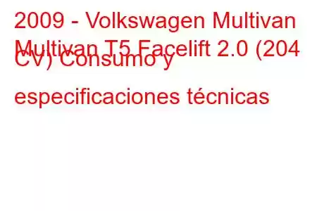 2009 - Volkswagen Multivan
Multivan T5 Facelift 2.0 (204 CV) Consumo y especificaciones técnicas