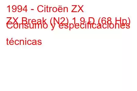 1994 - Citroën ZX
ZX Break (N2) 1.9 D (68 Hp) Consumo y especificaciones técnicas