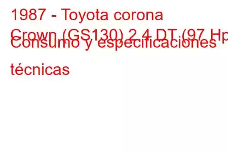 1987 - Toyota corona
Crown (GS130) 2.4 DT (97 Hp) Consumo y especificaciones técnicas