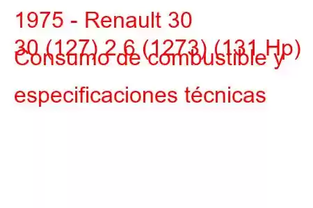 1975 - Renault 30
30 (127) 2.6 (1273) (131 Hp) Consumo de combustible y especificaciones técnicas