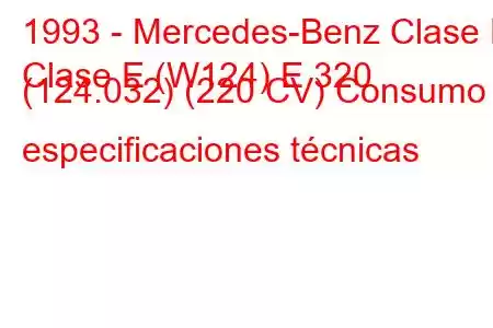 1993 - Mercedes-Benz Clase E
Clase E (W124) E 320 (124.032) (220 CV) Consumo y especificaciones técnicas