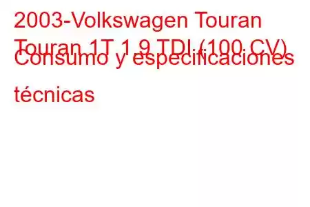 2003-Volkswagen Touran
Touran 1T 1.9 TDI (100 CV) Consumo y especificaciones técnicas