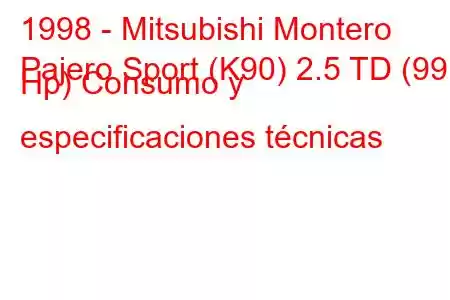 1998 - Mitsubishi Montero
Pajero Sport (K90) 2.5 TD (99 Hp) Consumo y especificaciones técnicas