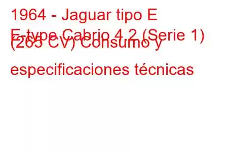 1964 - Jaguar tipo E
E-type Cabrio 4.2 (Serie 1) (265 CV) Consumo y especificaciones técnicas