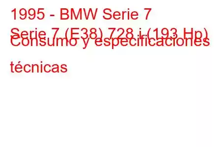 1995 - BMW Serie 7
Serie 7 (E38) 728 i (193 Hp) Consumo y especificaciones técnicas