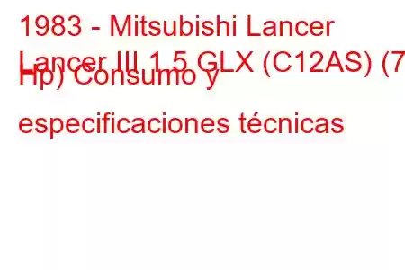 1983 - Mitsubishi Lancer
Lancer III 1.5 GLX (C12AS) (75 Hp) Consumo y especificaciones técnicas