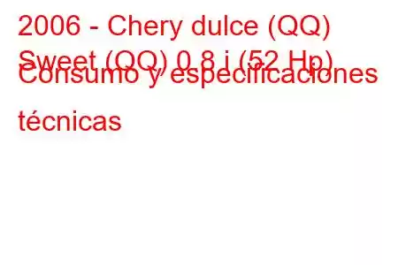 2006 - Chery dulce (QQ)
Sweet (QQ) 0.8 i (52 Hp) Consumo y especificaciones técnicas