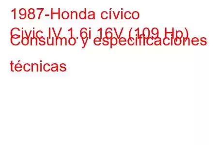 1987-Honda cívico
Civic IV 1.6i 16V (109 Hp) Consumo y especificaciones técnicas