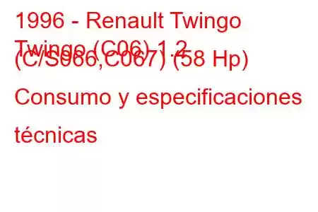 1996 - Renault Twingo
Twingo (C06) 1.2 (C/S066,C067) (58 Hp) Consumo y especificaciones técnicas