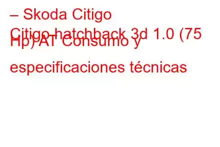 – Skoda Citigo
Citigo hatchback 3d 1.0 (75 Hp) AT Consumo y especificaciones técnicas