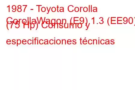 1987 - Toyota Corolla
CorollaWagon (E9) 1.3 (EE90) (75 Hp) Consumo y especificaciones técnicas