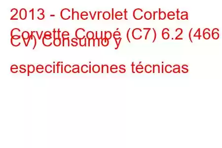 2013 - Chevrolet Corbeta
Corvette Coupé (C7) 6.2 (466 CV) Consumo y especificaciones técnicas