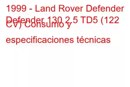 1999 - Land Rover Defender
Defender 130 2.5 TD5 (122 CV) Consumo y especificaciones técnicas