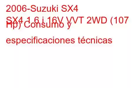 2006-Suzuki SX4
SX4 1.6 i 16V VVT 2WD (107 Hp) Consumo y especificaciones técnicas