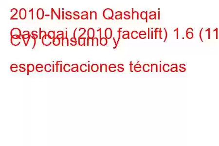 2010-Nissan Qashqai
Qashqai (2010 facelift) 1.6 (117 CV) Consumo y especificaciones técnicas