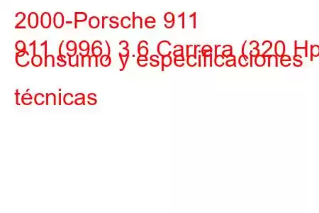 2000-Porsche 911
911 (996) 3.6 Carrera (320 Hp) Consumo y especificaciones técnicas