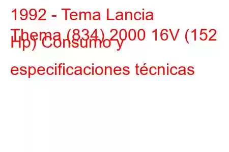 1992 - Tema Lancia
Thema (834) 2000 16V (152 Hp) Consumo y especificaciones técnicas