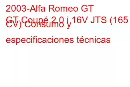 2003-Alfa Romeo GT
GT Coupé 2.0 i 16V JTS (165 CV) Consumo y especificaciones técnicas