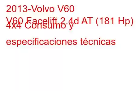 2013-Volvo V60
V60 Facelift 2.4d AT (181 Hp) 4x4 Consumo y especificaciones técnicas