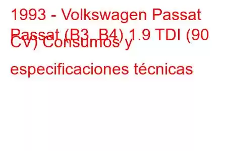 1993 - Volkswagen Passat
Passat (B3, B4) 1.9 TDI (90 CV) Consumos y especificaciones técnicas