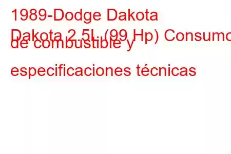 1989-Dodge Dakota
Dakota 2.5L (99 Hp) Consumo de combustible y especificaciones técnicas