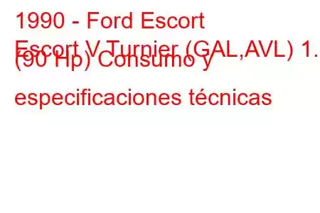 1990 - Ford Escort
Escort V Turnier (GAL,AVL) 1.6 (90 Hp) Consumo y especificaciones técnicas