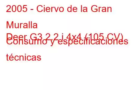 2005 - Ciervo de la Gran Muralla
Deer G3 2.2 i 4x4 (105 CV) Consumo y especificaciones técnicas