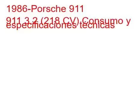 1986-Porsche 911
911 3.2 (218 CV) Consumo y especificaciones técnicas