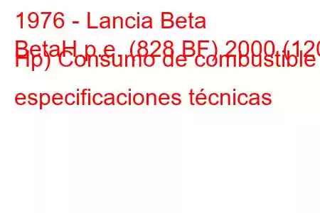 1976 - Lancia Beta
BetaH.p.e. (828 BF) 2000 (120 Hp) Consumo de combustible y especificaciones técnicas