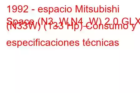 1992 - espacio Mitsubishi
Space (N3_W,N4_W) 2.0 GLXi (N33W) (133 Hp) Consumo y especificaciones técnicas