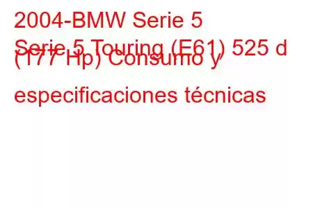 2004-BMW Serie 5
Serie 5 Touring (E61) 525 d (177 Hp) Consumo y especificaciones técnicas