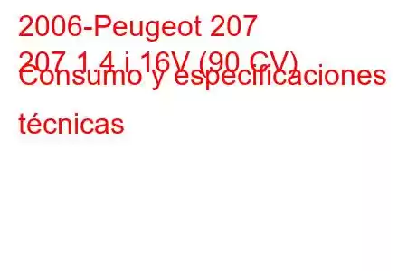 2006-Peugeot 207
207 1.4 i 16V (90 CV) Consumo y especificaciones técnicas