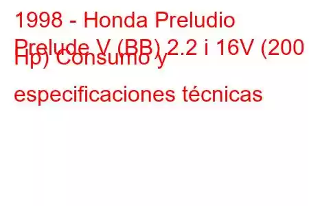 1998 - Honda Preludio
Prelude V (BB) 2.2 i 16V (200 Hp) Consumo y especificaciones técnicas