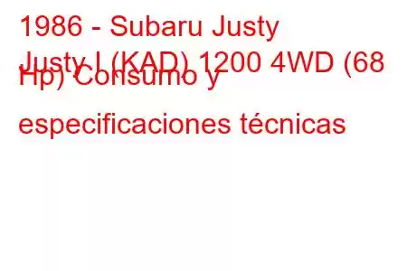 1986 - Subaru Justy
Justy I (KAD) 1200 4WD (68 Hp) Consumo y especificaciones técnicas