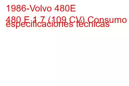 1986-Volvo 480E
480 E 1.7 (109 CV) Consumo y especificaciones técnicas