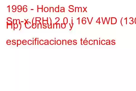 1996 - Honda Smx
Sm-x (RH) 2.0 i 16V 4WD (130 Hp) Consumo y especificaciones técnicas