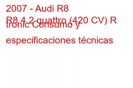 2007 - Audi R8
R8 4.2 quattro (420 CV) R tronic Consumo y especificaciones técnicas