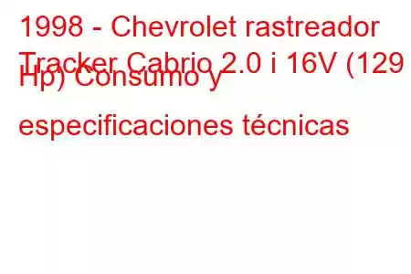 1998 - Chevrolet rastreador
Tracker Cabrio 2.0 i 16V (129 Hp) Consumo y especificaciones técnicas