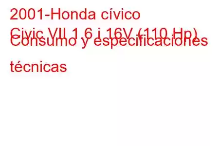 2001-Honda cívico
Civic VII 1.6 i 16V (110 Hp) Consumo y especificaciones técnicas