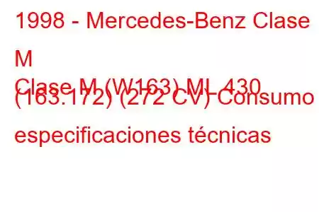 1998 - Mercedes-Benz Clase M
Clase M (W163) ML 430 (163.172) (272 CV) Consumo y especificaciones técnicas