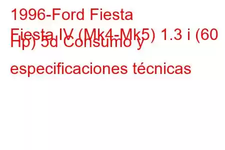 1996-Ford Fiesta
Fiesta IV (Mk4-Mk5) 1.3 i (60 Hp) 5d Consumo y especificaciones técnicas