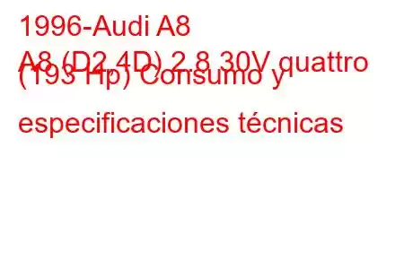 1996-Audi A8
A8 (D2,4D) 2.8 30V quattro (193 Hp) Consumo y especificaciones técnicas