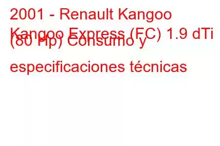 2001 - Renault Kangoo
Kangoo Express (FC) 1.9 dTi (80 Hp) Consumo y especificaciones técnicas