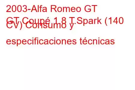 2003-Alfa Romeo GT
GT Coupé 1.8 T.Spark (140 CV) Consumo y especificaciones técnicas