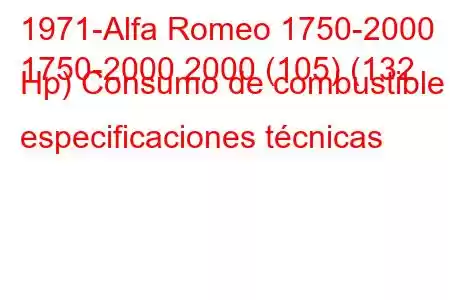 1971-Alfa Romeo 1750-2000
1750-2000 2000 (105) (132 Hp) Consumo de combustible y especificaciones técnicas