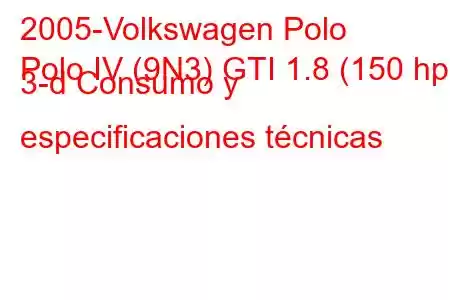 2005-Volkswagen Polo
Polo IV (9N3) GTI 1.8 (150 hp) 3-d Consumo y especificaciones técnicas