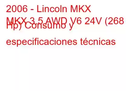 2006 - Lincoln MKX
MKX 3.5 AWD V6 24V (268 Hp) Consumo y especificaciones técnicas