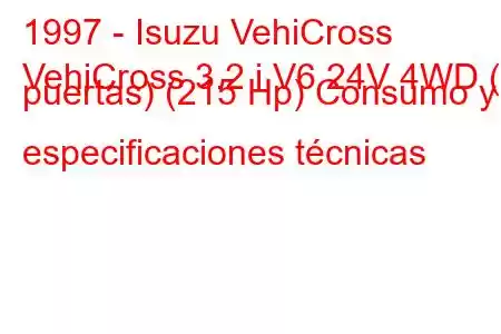 1997 - Isuzu VehiCross
VehiCross 3.2 i V6 24V 4WD (3 puertas) (215 Hp) Consumo y especificaciones técnicas