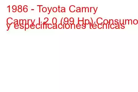 1986 - Toyota Camry
Camry I 2.0 (99 Hp) Consumo y especificaciones técnicas