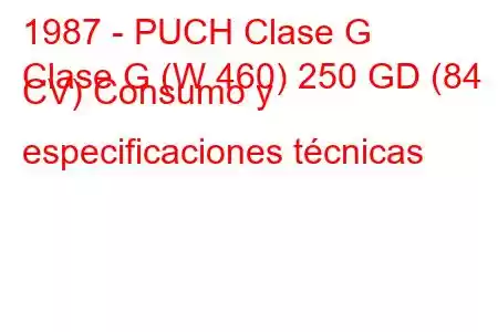 1987 - PUCH Clase G
Clase G (W 460) 250 GD (84 CV) Consumo y especificaciones técnicas